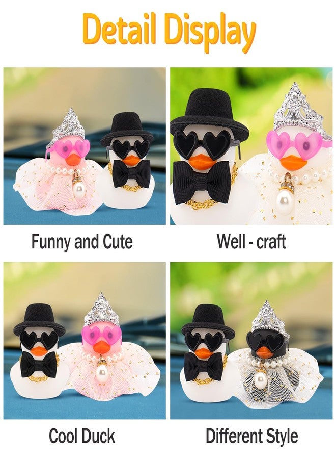 wonuu Pair Set of 2 Colorful Wedding Rubber Ducks, Bride Groom Duckies Marriage Rubber Duck Mini Couple Ducky for Ceremony Gift Souvenir Marry Blessings Elegant Heartwarming Present, White - Image 4